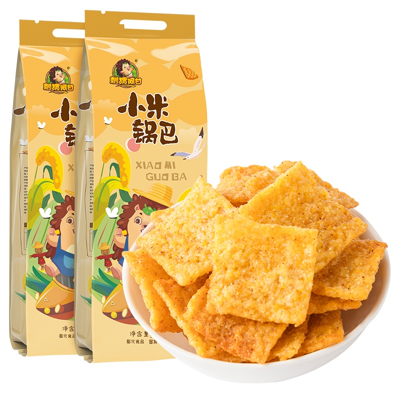 刺猬阿甘 网红巨型小米锅巴(24小包)90后怀旧零食小吃186g*2 麻辣味