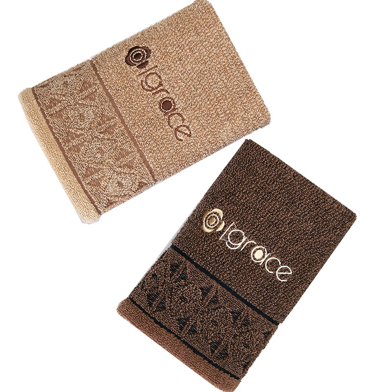 洁丽雅 Grace 纯棉毛巾 简约时尚洗脸巾(110G/条,76*34cm) 提花强吸水男士柔软成人情侣加大加厚面巾二条