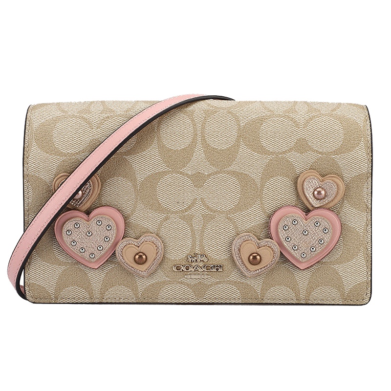 COACH 蔻驰 斜挎包 女士立体爱心款PVC手拿单肩斜挎两用包