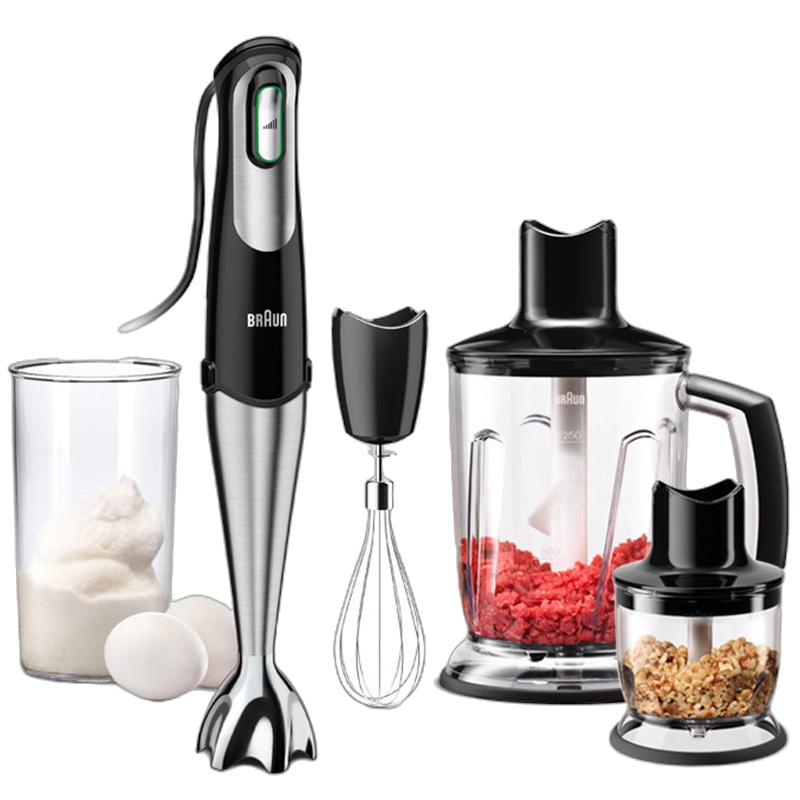 [无极变速调节]博朗(BRAUN)MQ745按键式手持料理机 料理功能 搅拌机不锈钢 刀头1个 13000r/m