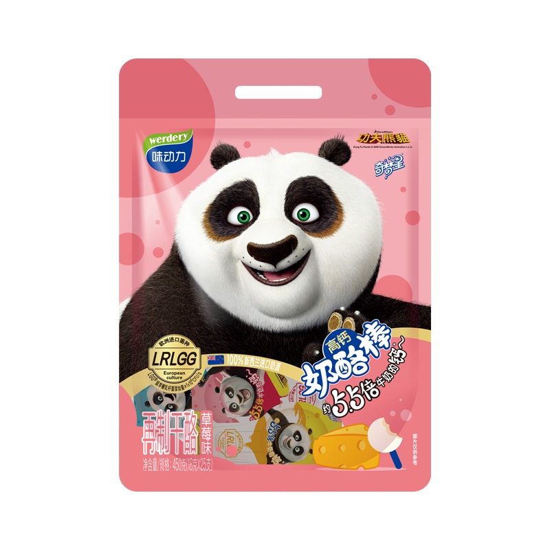 味动力功夫熊猫草莓味高钙奶酪棒18g*25支/袋