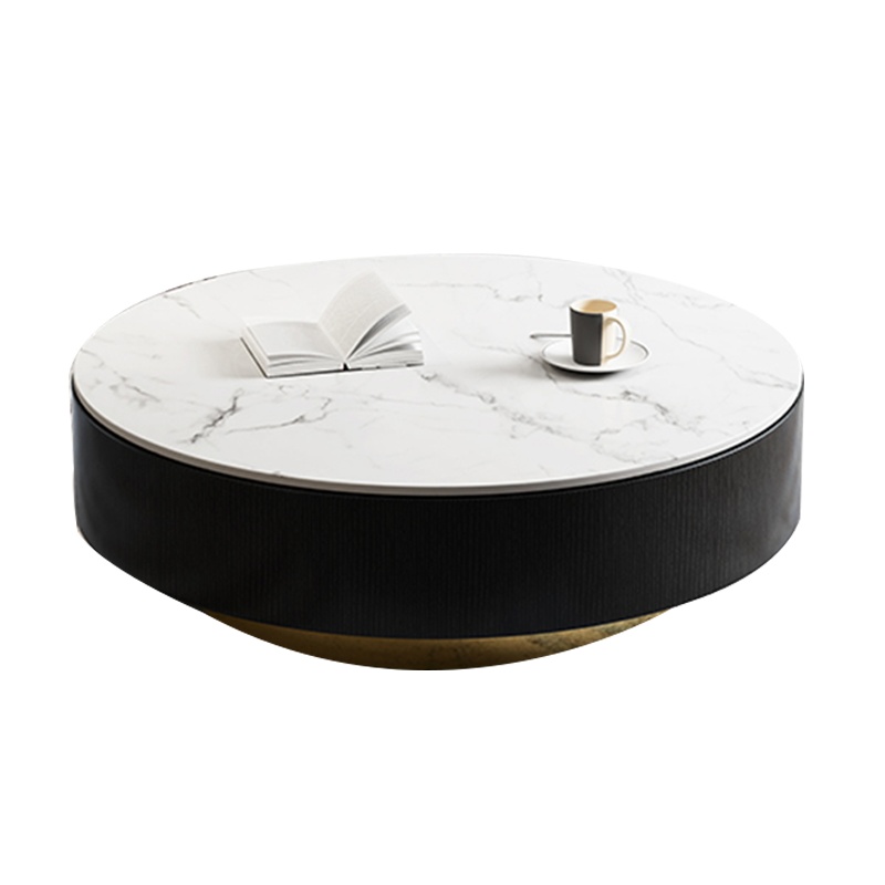 进口岩板意式圆形茶几北欧轻奢后现代大理石客厅小户型简约茶几
