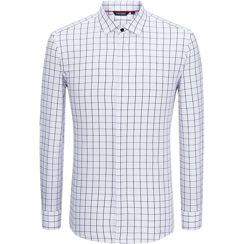 Youngor/雅戈尔新款男士长袖衬衫商务衬衣修身DP免烫衬衫男602BFC