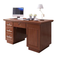 办公家具 833# 带抽屉台式电脑桌 中式实木办公桌 1.4米胡桃色