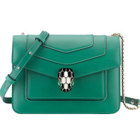 预售 宝格丽 BVLGARI Serpenti Forever 口盖包小号 经典蛇头光面皮 女士手提包 289673金扣