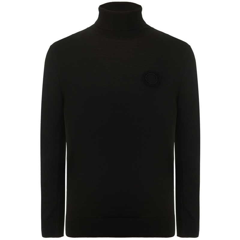 依文毛衣男高领年轮提花秋冬新款潮流个性100%羊毛衫