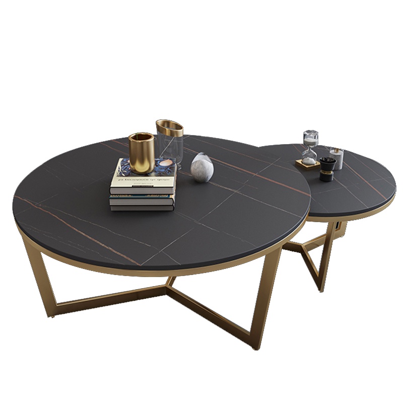 意式轻奢岩板电视柜小户型客厅简约现代不锈钢茶几