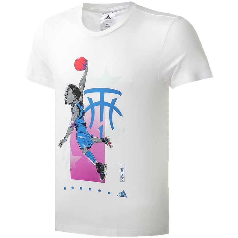 【自营】阿迪达斯男服短袖T恤麦迪漫画印花篮球休闲运动服FM4762