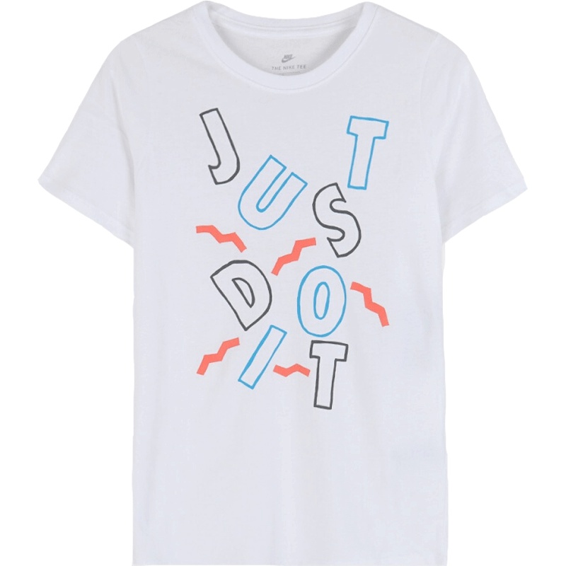 耐克儿童（NIKE）运动户外男女大童休闲舒适透气字母图案针织圆领短袖T恤913112