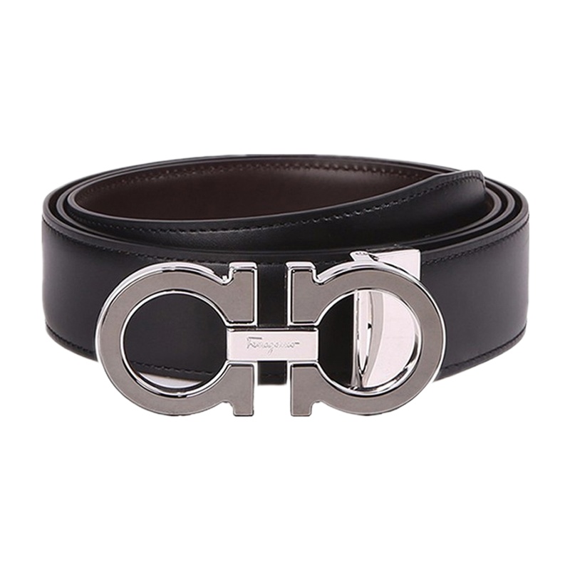 [奢选]Salvatore Ferragamo 菲拉格慕 男士黑色双面牛皮板扣皮带腰带礼盒装 67-9538-06474