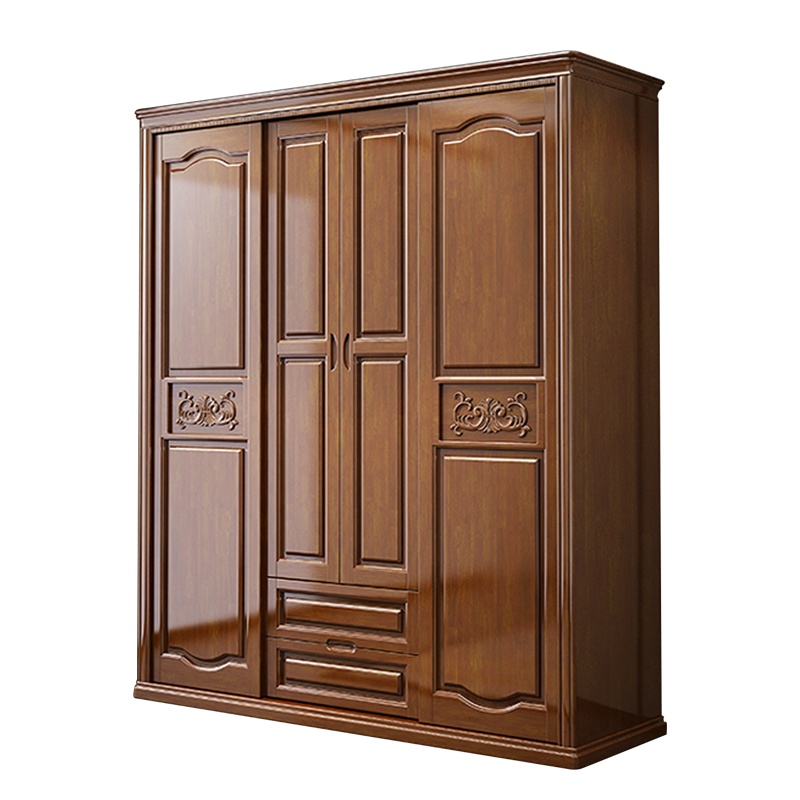 月影梳桐储物实木衣柜推拉门4门简约大衣柜子移门滑动卧室现代衣橱家具