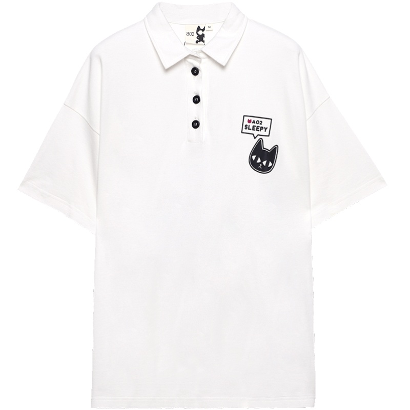 a02新款2020时尚简约翻领宽松显瘦港味T恤女夏潮DTV2D1221KT