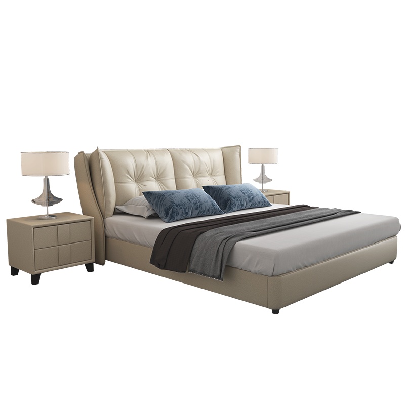 掌上明珠 真皮床北欧皮床双人床轻奢现代简约创意个性床主卧婚床卧室家具1.8米 RC-668