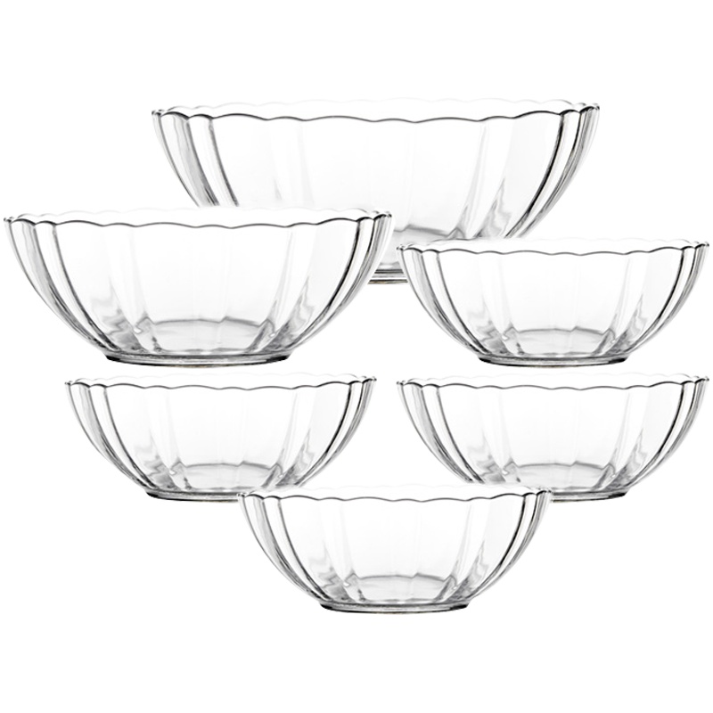 青苹果钢化玻璃沙拉碗水果甜品沙拉碗调料碗汤碗6件套