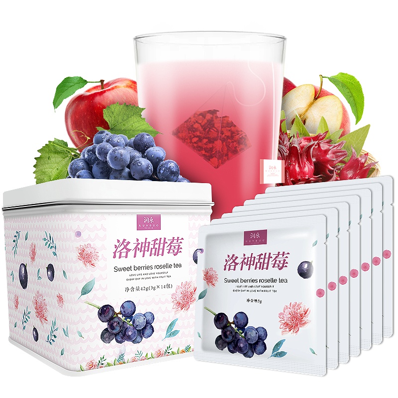 洛神花果茶 润朵洛神花茶甜莓水果茶甜莓口味花茶组合袋泡茶包