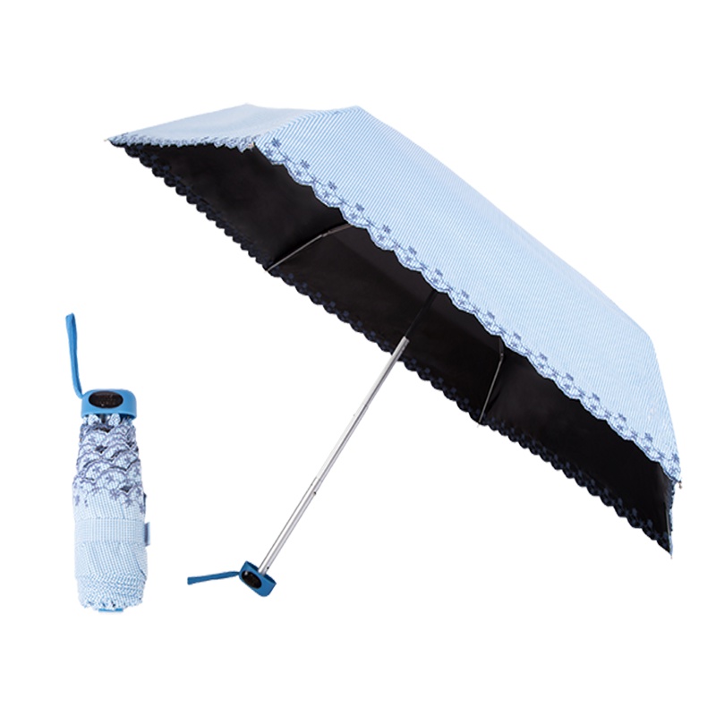 宏达HONDAR 小巧五折防晒太阳伞 千鸟格刺绣折叠防紫外线遮阳伞4624