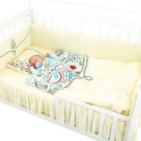 龙之涵[LONGZHIHAN] 婴儿床上用品 儿童床围4件套 宝宝全棉被子春秋冬厚款 婴儿床品套件120*65cm