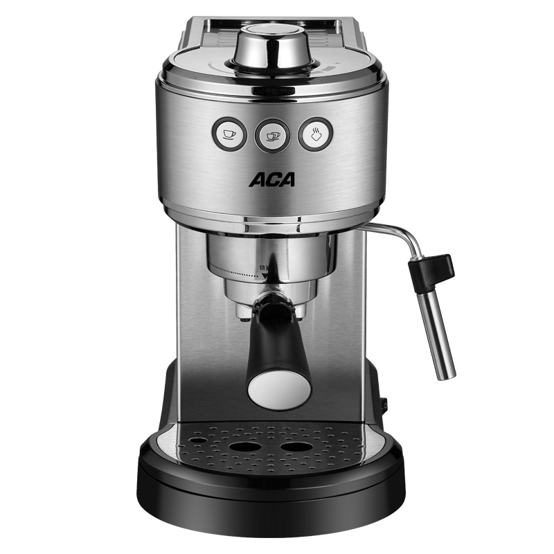 北美电器(ACA) 压力咖啡壶AC-E10D 咖啡机家用小型意式半全自动商用蒸汽奶泡机一体 高温萃取 智能双杯设计
