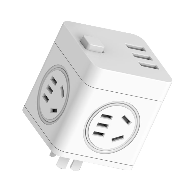 海锚接线板新国标魔方插座转换器插头无线插排插板面板五位多孔用多功能插座不带线白色2500WH105USB款