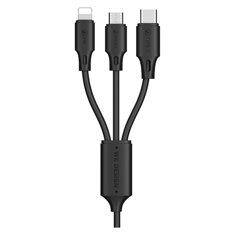 REMAX 全速pro 苹果 Type-C 安卓 通用 三合一充数据线 iPhone 华为 小米手机通用充电线 黑色