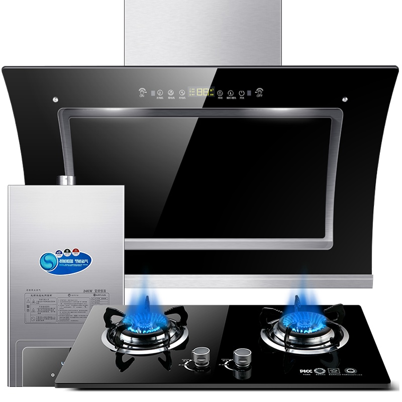 欢呼好太太 26立方自动清洗铜线双电机厨卫三件套抽油烟机灶具16L恒温热水器 侧吸式触控式烟灶热三件套 天然气