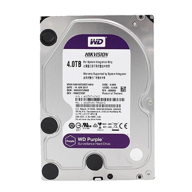 海康威视WD40PURX 4T 紫盘监控硬盘 WD西数硬盘 监控设备套装录像机配存储盘