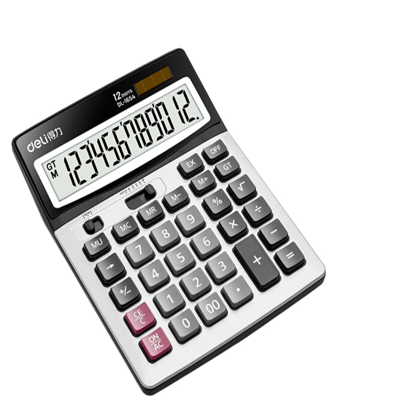得力(deli) 双电源宽屏 办公文具用品 银灰色1654