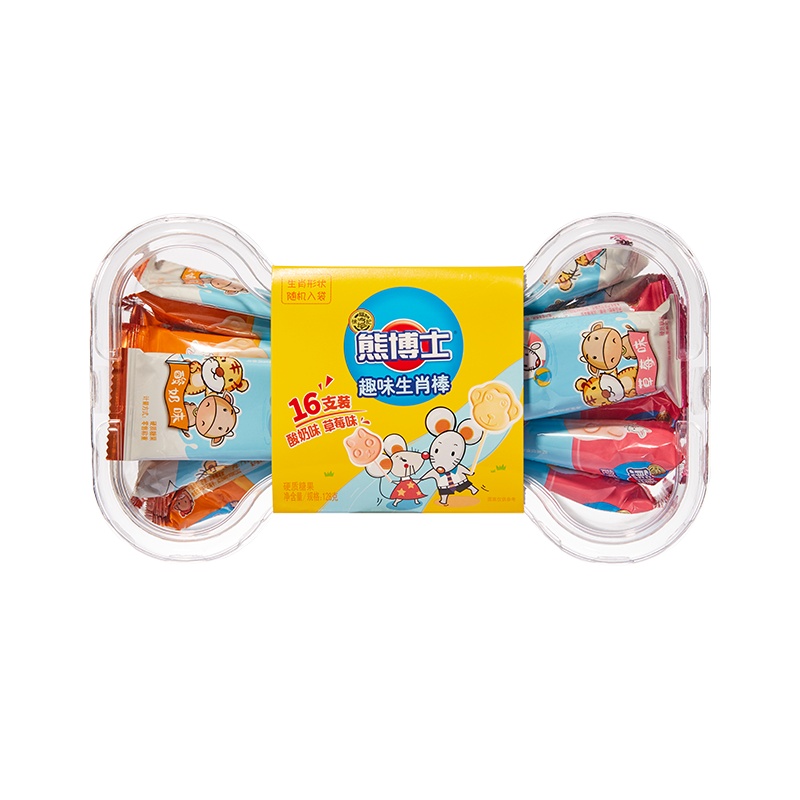 徐福记 熊博士棒棒糖混合奶味儿童糖果办公室下午茶点心缎带装128g