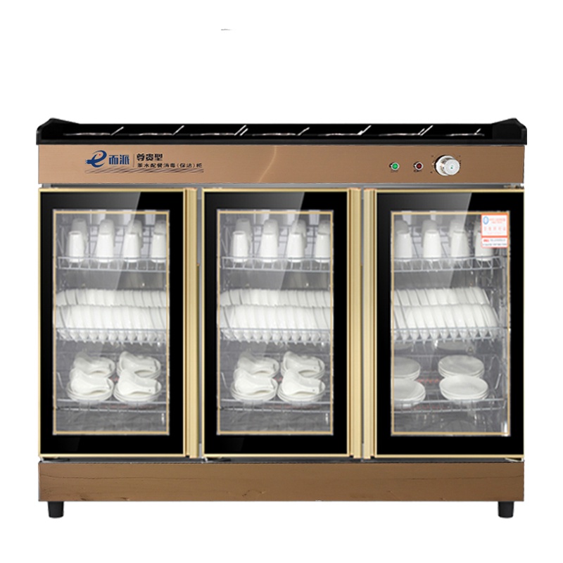 而派500L土豪金彩钢面板 商用茶水消毒柜 火锅店多功能大理石调料台 配餐柜 餐饮用不锈钢消毒碗柜 臭氧中温红外线烘干