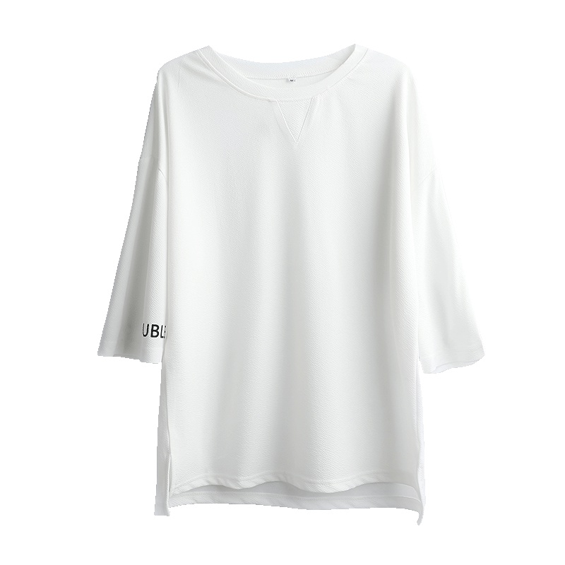 VINCIFAM 2019夏季新款中袖T恤 字母装饰男士中袖上衣圆领宽松体恤休闲