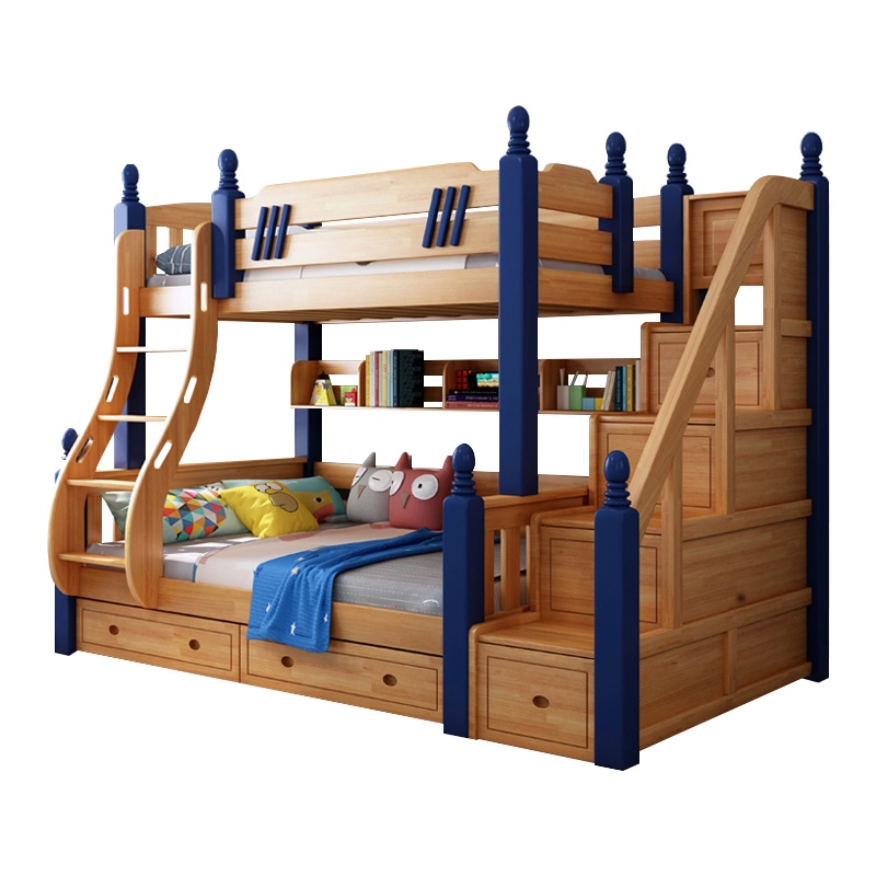 兰秀家居 橡木儿童高低床上下床双层床全实木儿童床母子床上下铺美式子母床多功能组合儿童床