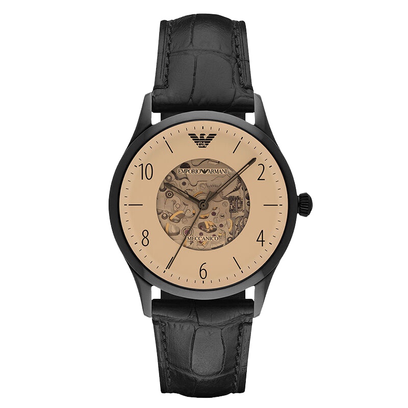 阿玛尼EMPORIO ARMANI手表 全自动机械男表时尚休闲男士机械表 AR1923 黑色
