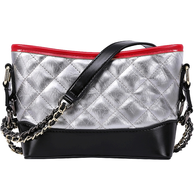 流浪包女2019韩版潮款包包菱格链条水桶包ins百搭撞色斜挎单肩包