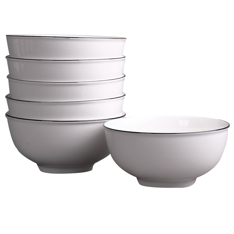 瓷物语面碗家用大碗面碗泡面碗汤碗简约大碗可微波炉6英寸4个装