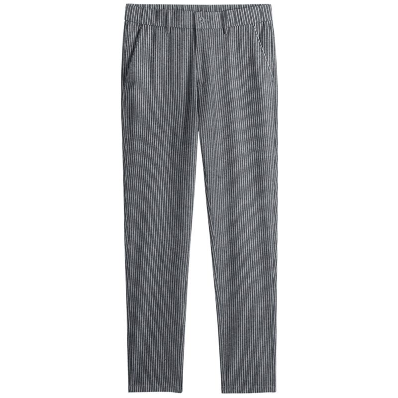 千纸鹤裤子男2020春季新款时尚哈伦九分条纹亚麻休闲裤男裤70310