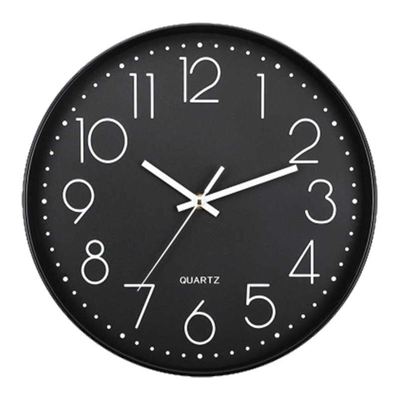 现代挂钟黑色简约客厅12寸石英钟表创意静音机芯钟表装饰3D数字时钟户外工具