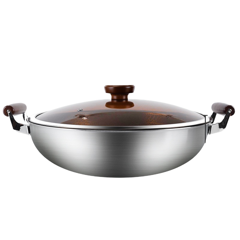 康宝 304不锈钢不粘锅双耳炒锅40cm 电磁炉燃气通用款