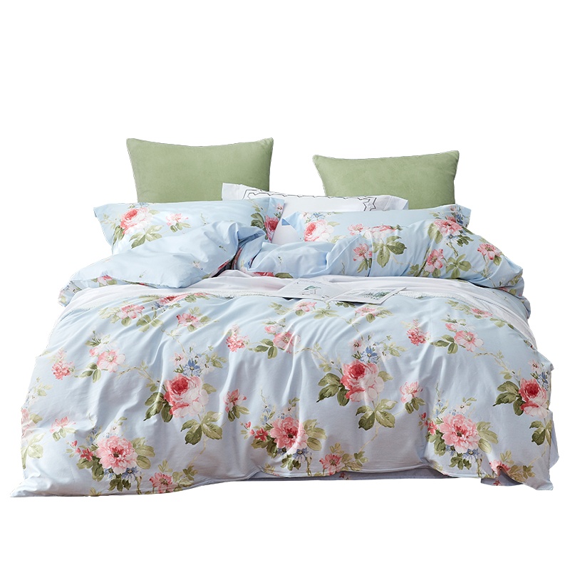 梦洁(MENDALE)家纺纯棉斜纹印花四件套 全棉双人床单被套床上用品 莫丽丝