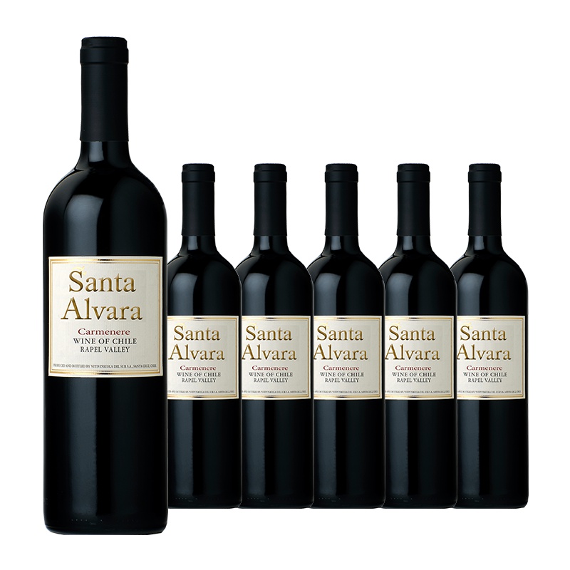 智利原瓶进口桑塔奥拉卡门乐红葡萄酒 Santa Alvara Carmenere 整箱装750ml*6