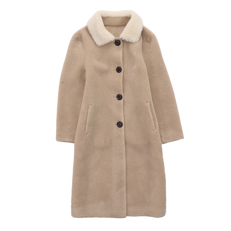 雪米贝奴羊剪绒大衣女皮草外套中长款2019新款颗粒羊羔毛皮毛一体冬