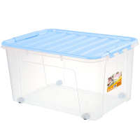 JEKO&JEKO 收纳箱85L塑料透明特大号整理箱衣服玩具收纳盒棉被滑轮储物箱 SWB-5250