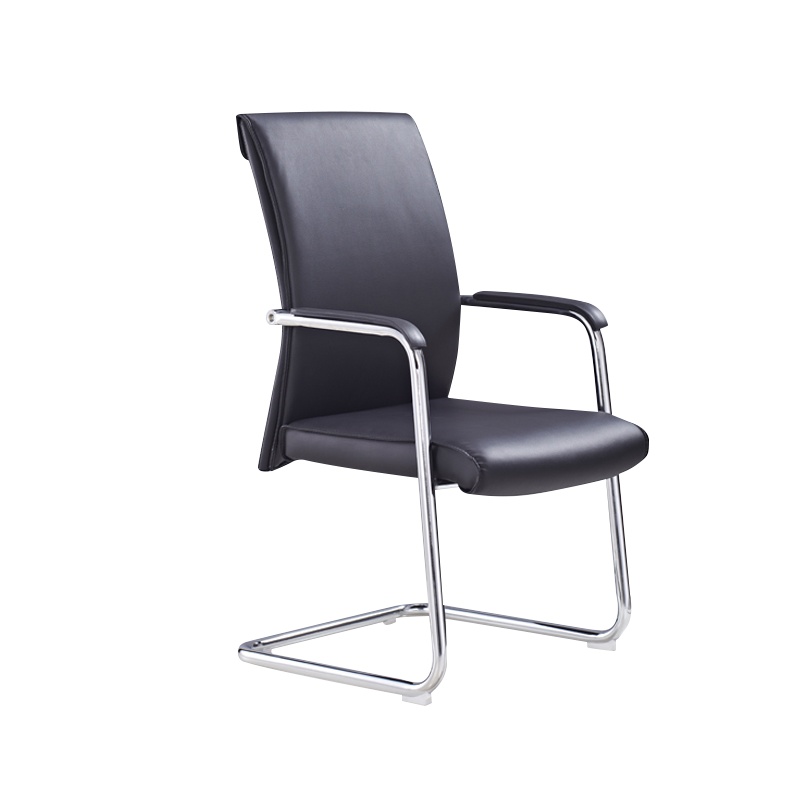 震海办公椅家用电脑椅弓形椅西皮椅职员椅会议椅洽谈椅休闲椅黑色椅子