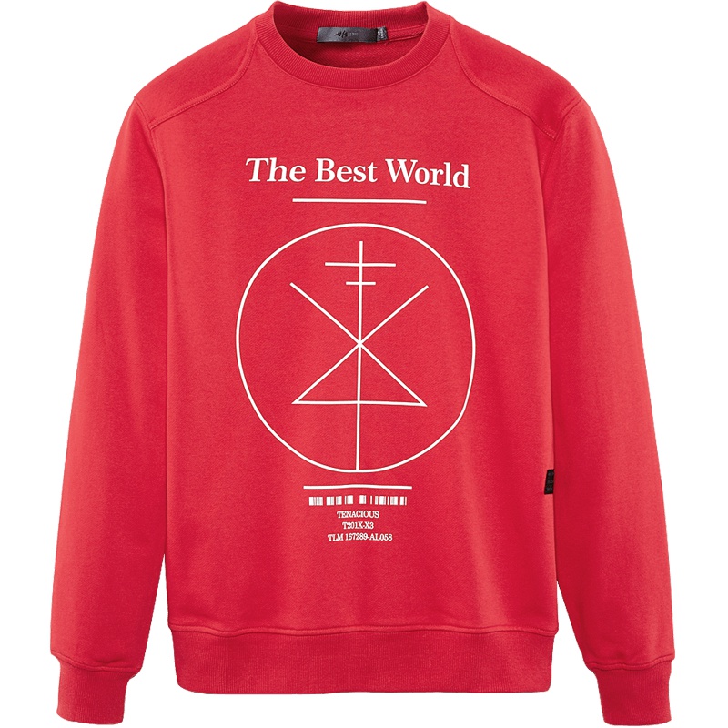 黑鲸几何印花休闲卫衣秋季男装舒适圆领套头衫男CNZWJ38050A