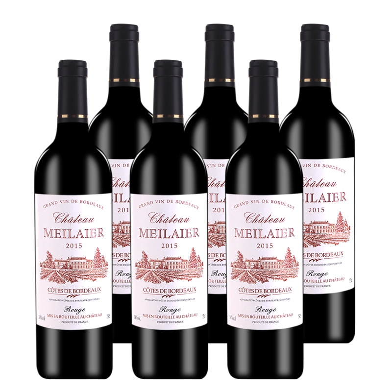 [六支]法国原瓶进口14度 美莱尔庄园干红葡萄酒AOC 进口红酒 750ml*6支