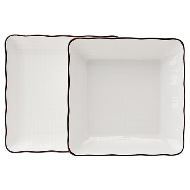 苏宁极物 米罗8寸方形盘2件套装陶瓷方盘家用套装北欧 ins风创意网红盘子菜盘水果盘日式饭盘