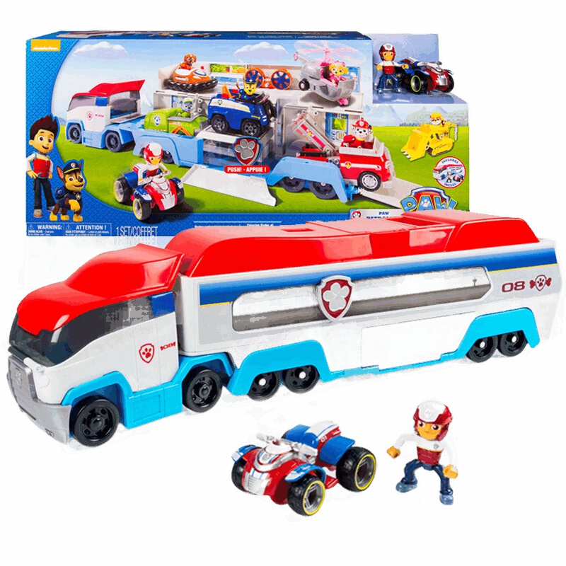 汪汪队立大功狗狗巡逻队全套救援赛车旺旺队套装小狗汽车阿奇毛毛天天警车救护车儿童玩具 救援巴士 莱德