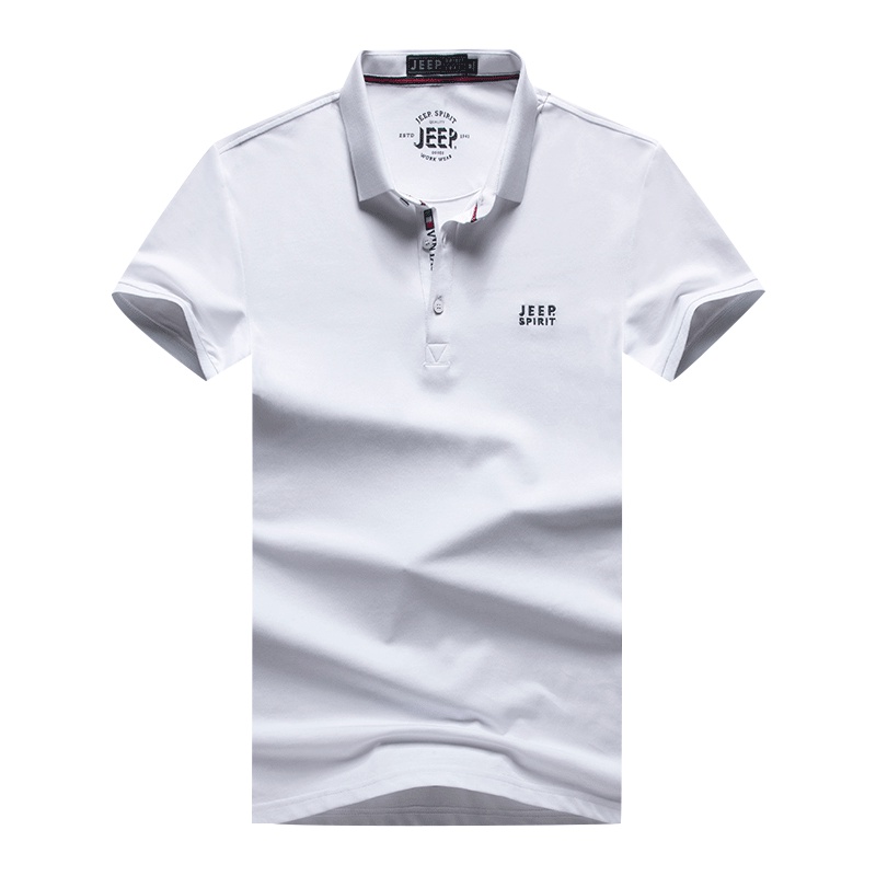 JEEP吉普男士短袖T恤夏季韩版修身潮流男装翻领POLO衫半袖体恤上衣服夏天薄款青少年运动休闲纯色刺绣帅气打底衫