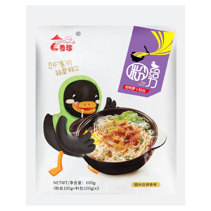 鲁珍 老鸭萝卜粉丝600g 方便速食粉丝 宵夜食品 袋装非油炸绿豆粉丝