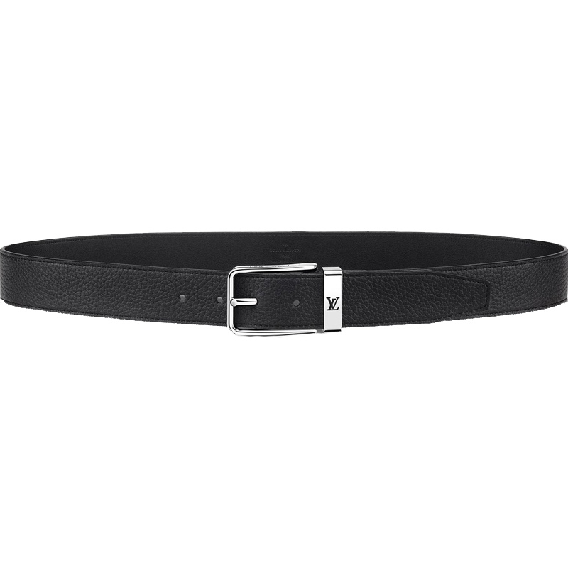 海外直邮LV路易威登男士腰带牛皮革35毫米宽经典荔枝纹黑色皮帶M6065S