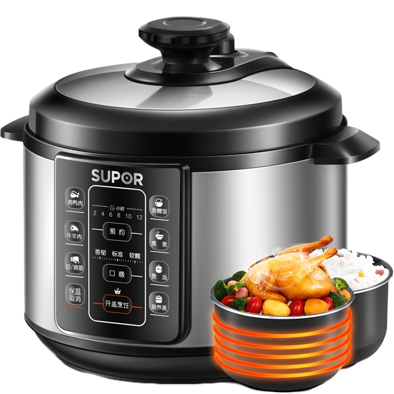 苏泊尔(SUPOR)电压力锅家用5L大容量3-6人双胆彩琅内胆底盘加热电饭煲保温预约功能智能高压力锅 50YC906B